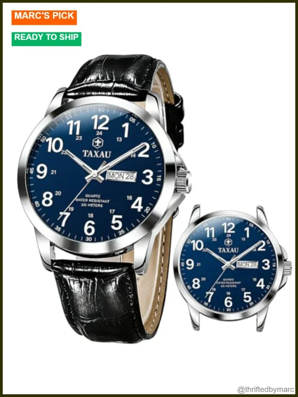 Men's Luxury Analog Waterproof Leather Dress Watch Quartz Minimalist Day Date
